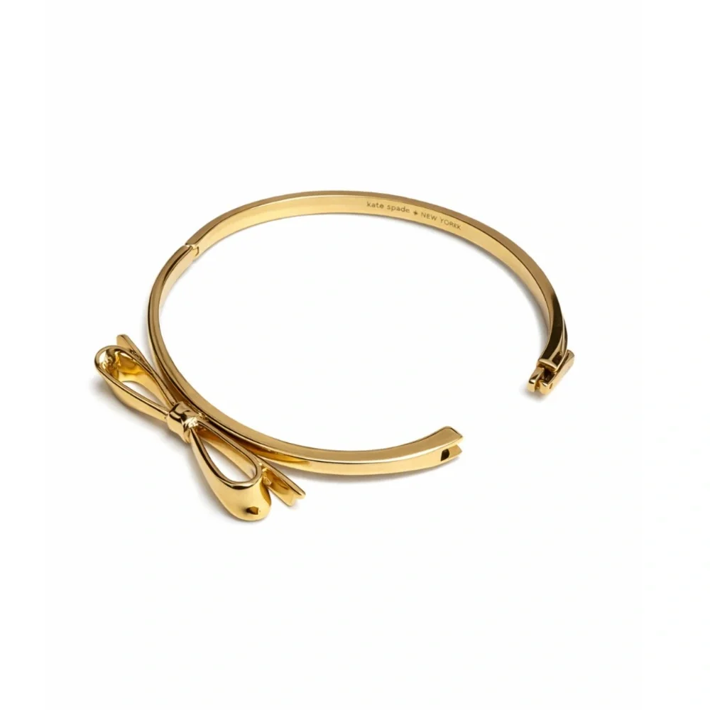 kate spade gold bow bangle bracelet - polished bow detail - Picture 3 of 5